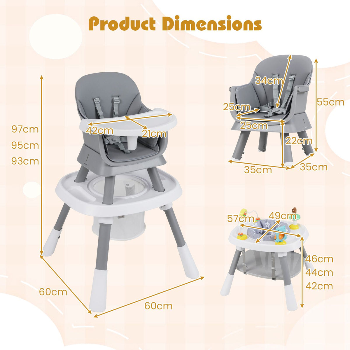 SEDOL 16-in-1 "Ultimate Explorer" High Chair & Activity Center — Convertible Sensory Station, Building Block Table, Booster Seat, and High Stool with 360° Rotating Seat – 6-36 Months