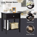 2 Pieces Wooden Nightstand with Drawer and Storage Shelf