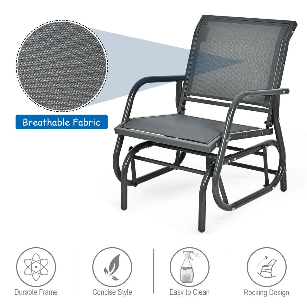 Glider Rocking Chair – Outdoor Swing Seat with Steel Frame & Breathable Fabric