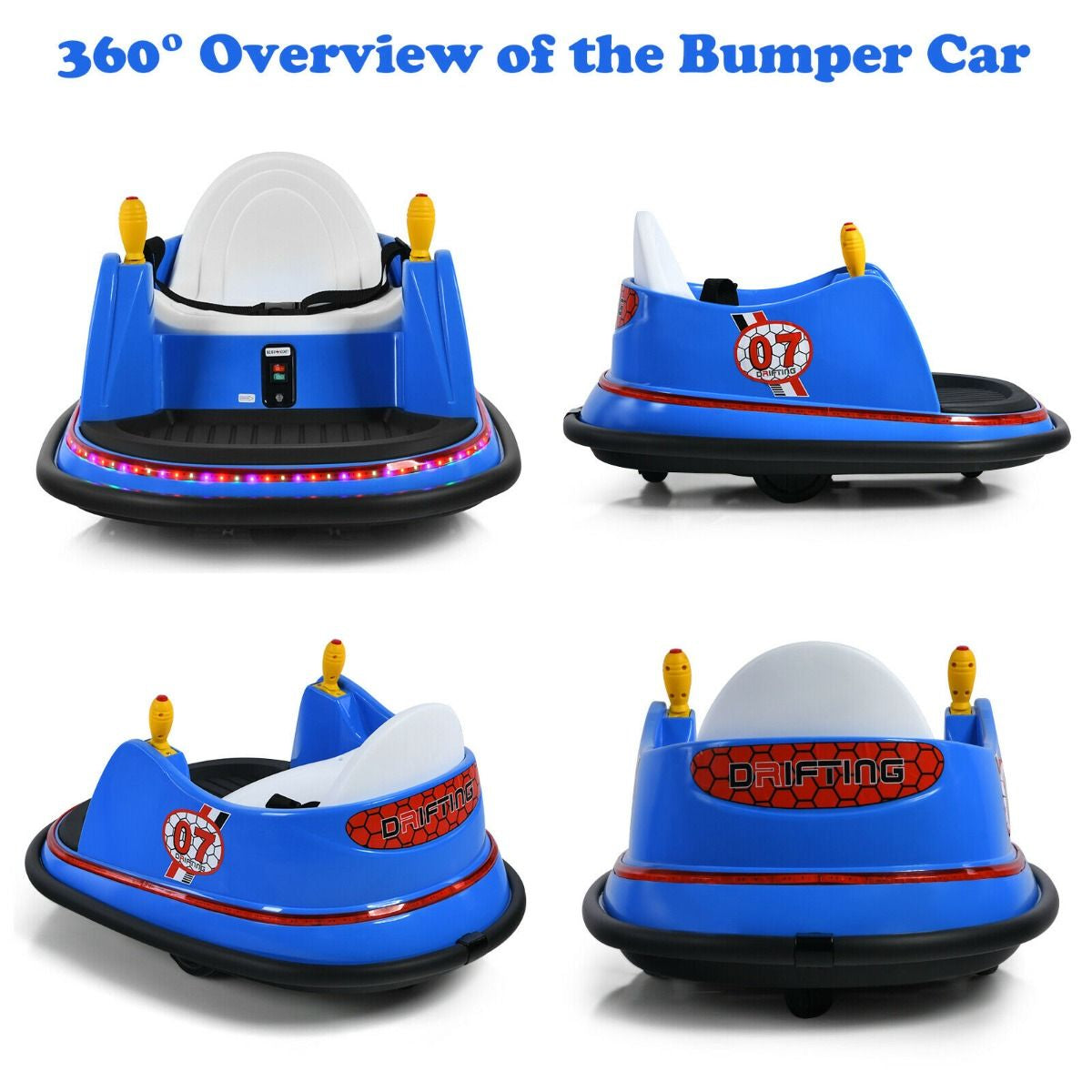 SEDOL Kids 6V Electric Bumper Car for Toddlers 360° Zero-Turn Waltz Car with Parental Remote Control Wall-Safe Rubber Bumper and Flashing LED Light Show