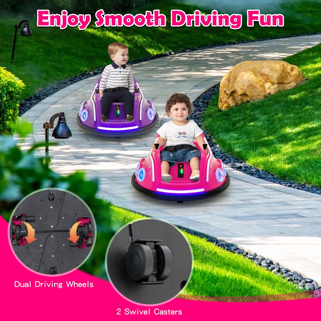 SEDOL 12V High-Performance Kids Bumper Car with 360° Rotation Parental Remote Control Wireless Bluetooth Audio and LED Light Show – 30kg Capacity