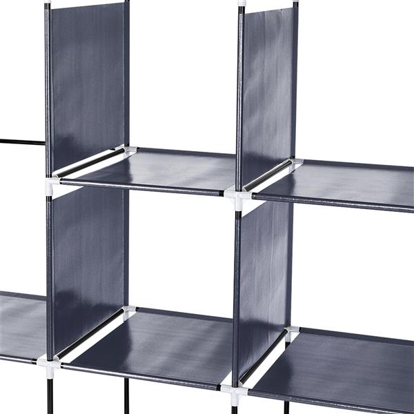 67" Portable Clothes Wardrobe – 12-Shelf Fabric Closet Organiser (Grey)