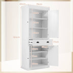 4-Door Tall Kitchen Cupboard Adjustable Shelves and Drawer