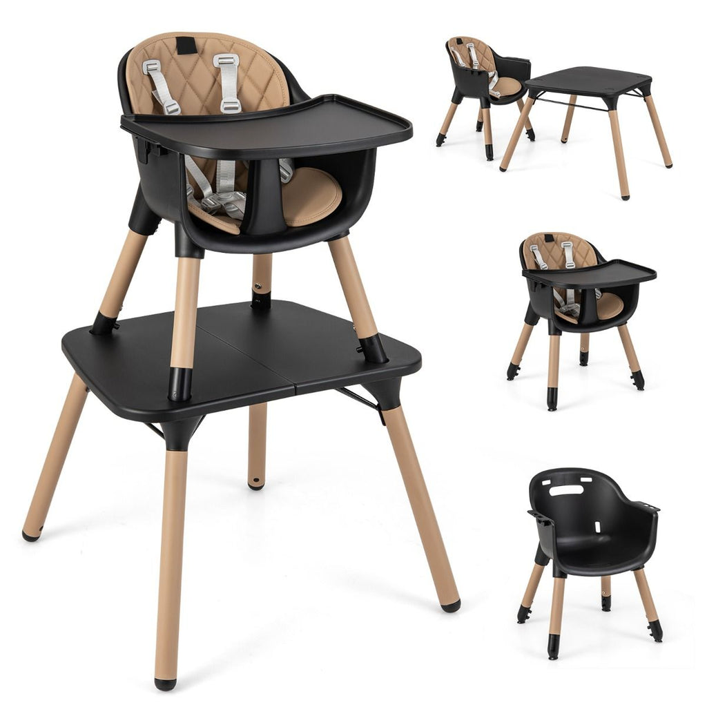 SEDOL 5-in-1 Convertible Baby High Chair & Independent Play Table Set with 5-Point Safety Harness 2-Position Removable Tray and Waterproof Easy-Clean Cushion