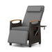 Patio Rattan Recliner Chair with Adjustable Backrest, Footrest & Flip Side Table