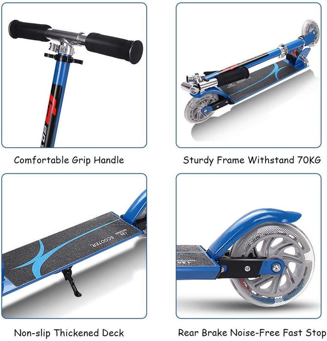 Aluminium Folding Stunt Scooter with LED Wheels – Kids T-Bar Kick Scooter