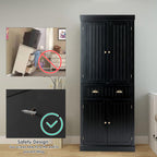 4-Door Tall Kitchen Cupboard Adjustable Shelves and Drawer