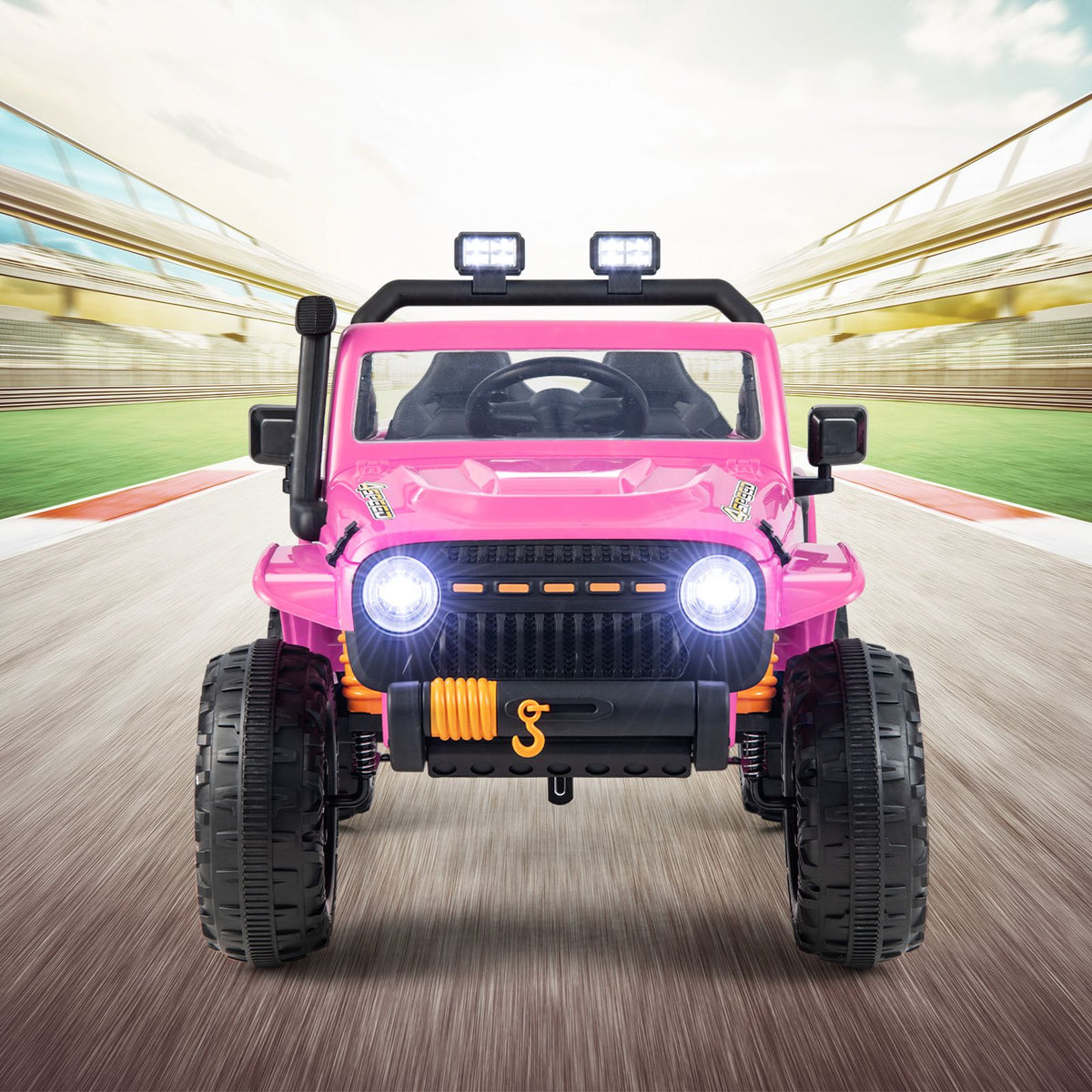 SEDOL 12V Parent-Child Ride-On Truck with 100kg High-Capacity Load High-Torque Dual Motors Parental Remote Control and Integrated Adult Seat with Folding Foot Pedals