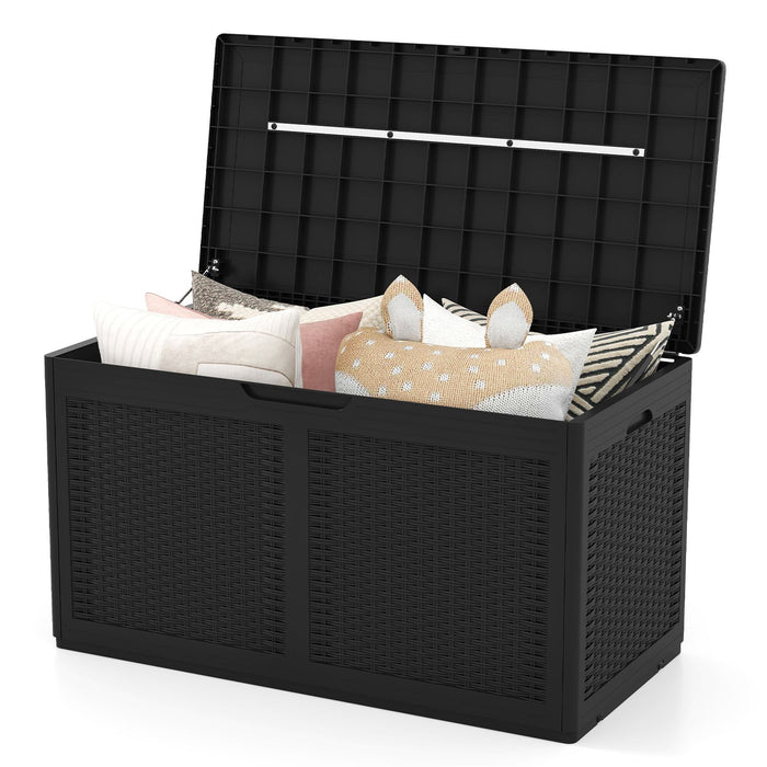 380L Outdoor Storage Deck Box – Resin Garden Storage Chest with Lockable Lid & Wheels