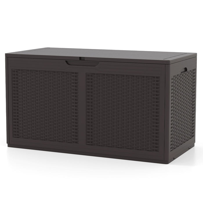 380L Outdoor Storage Deck Box – Resin Garden Storage Chest with Lockable Lid & Wheels