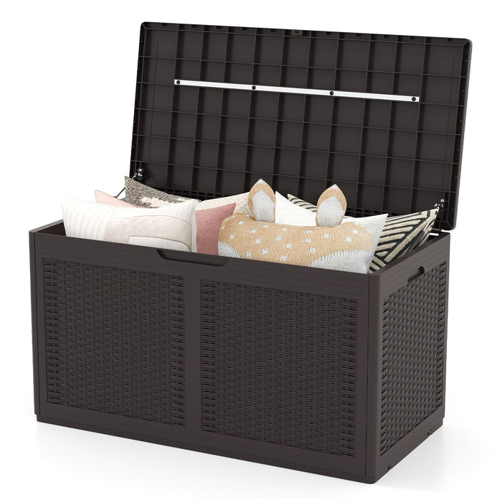 380L Outdoor Storage Deck Box – Resin Garden Storage Chest with Lockable Lid & Wheels