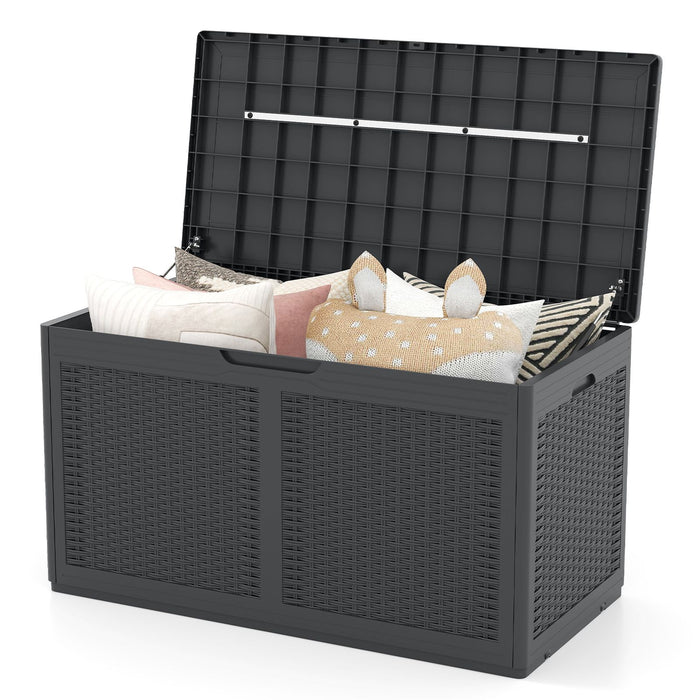 380L Outdoor Storage Deck Box – Resin Garden Storage Chest with Lockable Lid & Wheels