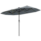 SEDOL 3.8m Extra-Large Double-Sided Patio Umbrella | 108 Solar-Powered LED Lights | Heavy-Duty Rectangular Market Parasol with Easy-Crank System and 180 GSM UV-Resistant Canopy