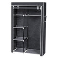 64" Portable Wardrobe – Foldable Clothes Storage Closet with Shelves & Hanging Rail (Grey)