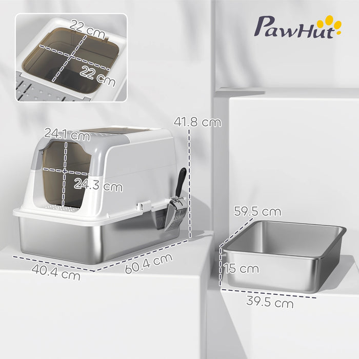 Stainless Steel Cat Litter Box – Enclosed Odour-Resistant Litter Tray