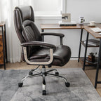 Leather Office Chair with Rocking Mode and Armrests