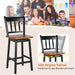 Set of 2 97Cm Swivel Rubber Wood Bar Stools with Backrest and Footrest
