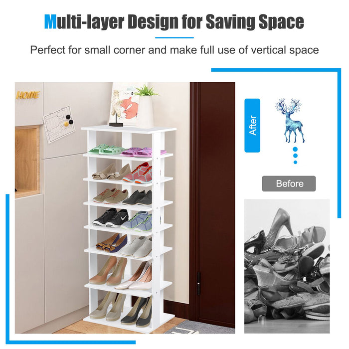 Extra Wide Wooden Vertical Shoe Rack with 7 Shelves