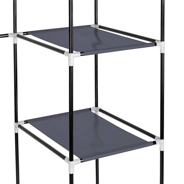67" Portable Clothes Wardrobe – Fabric Closet with Hanging Rod (Grey)