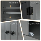 4-Door Tall Kitchen Cupboard Adjustable Shelves and Drawer