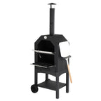 Outdoor Wood-Fired Pizza Oven – Portable Garden Pizza Maker with Stone, Peel & Grill Rack