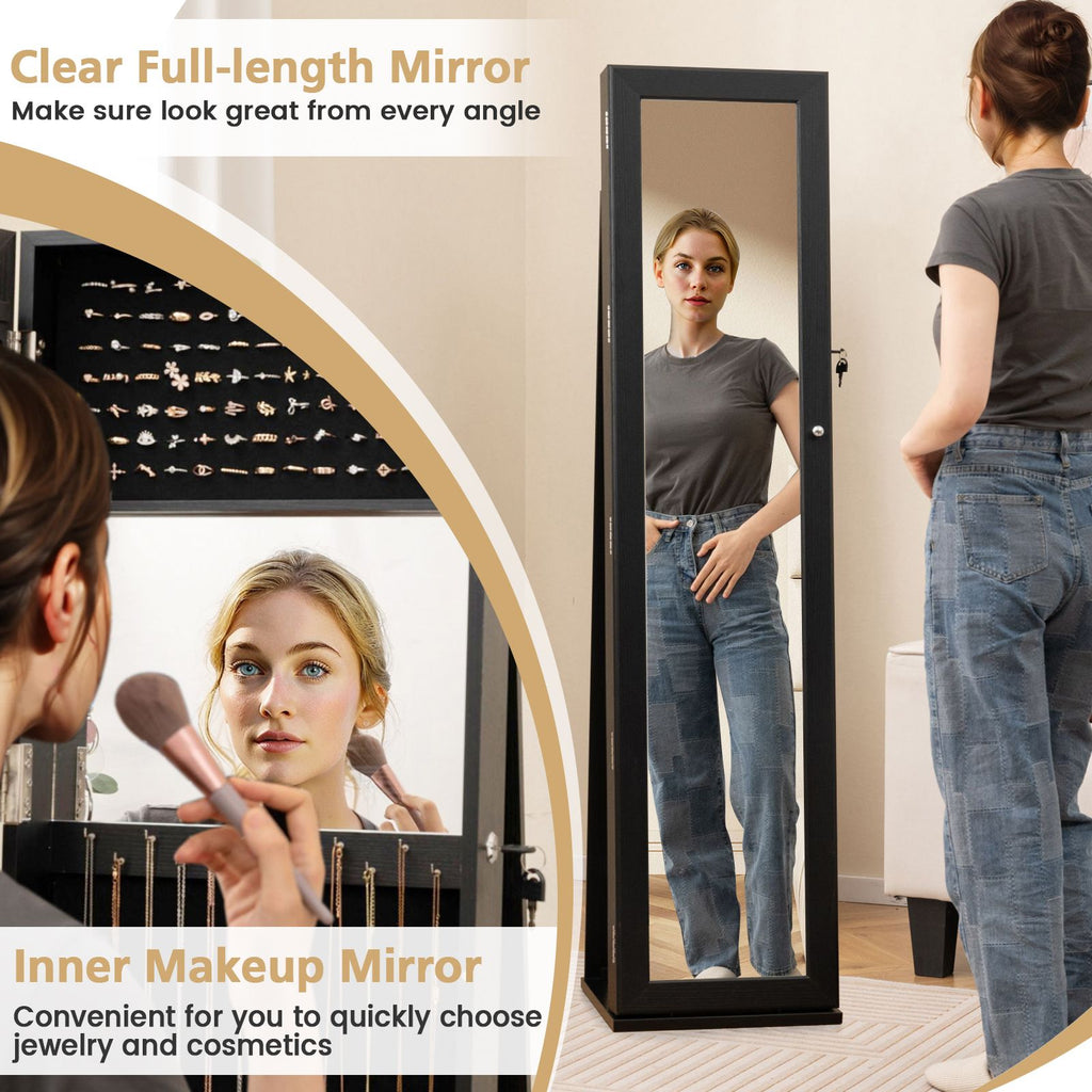 3-In-1 Mirrored Jewellery Armoire with Display Shelves