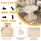 2-Tier Cat Tree with Sleeping Perch Sisal Scratching Plate and Ball