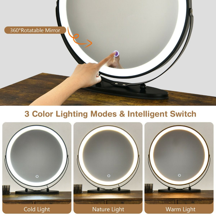3 Modes Vanity Dressing Table with 3 Color Detachable LED Mirror