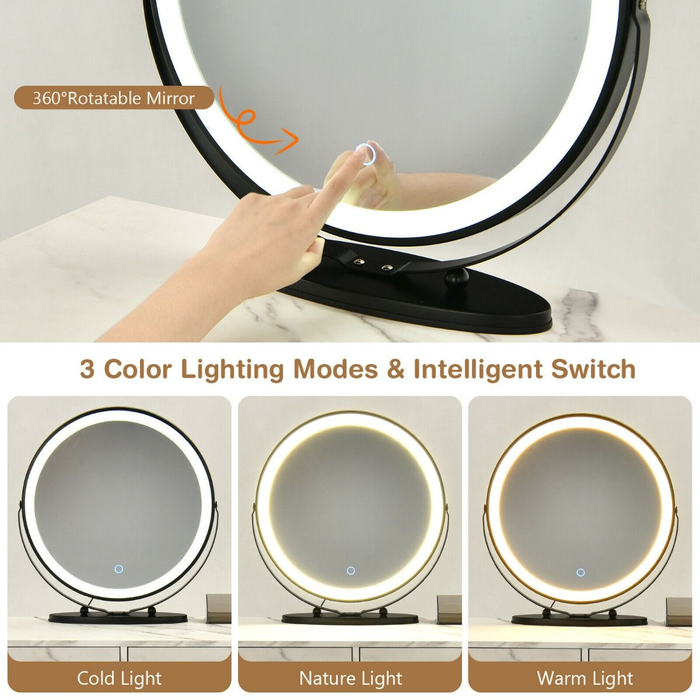 3 Modes Vanity Dressing Table with 3 Color Detachable LED Mirror