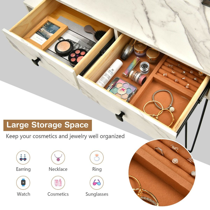 3 Modes Vanity Dressing Table with 3 Color Detachable LED Mirror