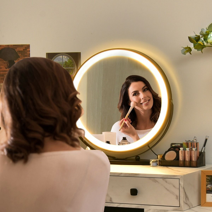 3 Modes Vanity Dressing Table with 3 Color Detachable LED Mirror