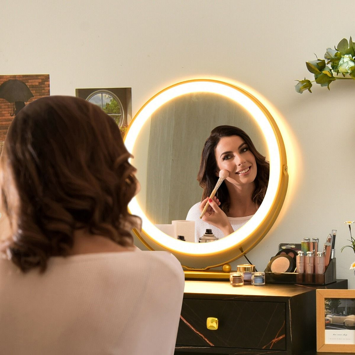 3 Modes Vanity Dressing Table with 3 Color Detachable LED Mirror