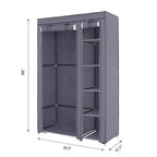 67" Portable Clothes Wardrobe – Fabric Closet with Hanging Rod (Grey)