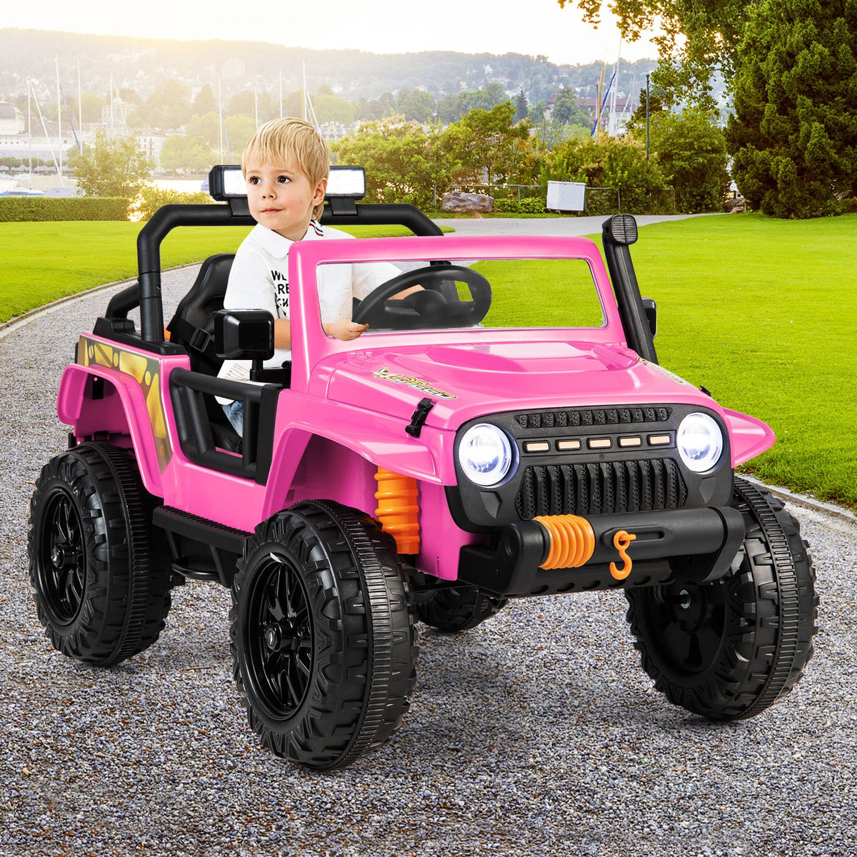 SEDOL 12V Parent-Child Ride-On Truck with 100kg High-Capacity Load High-Torque Dual Motors Parental Remote Control and Integrated Adult Seat with Folding Foot Pedals