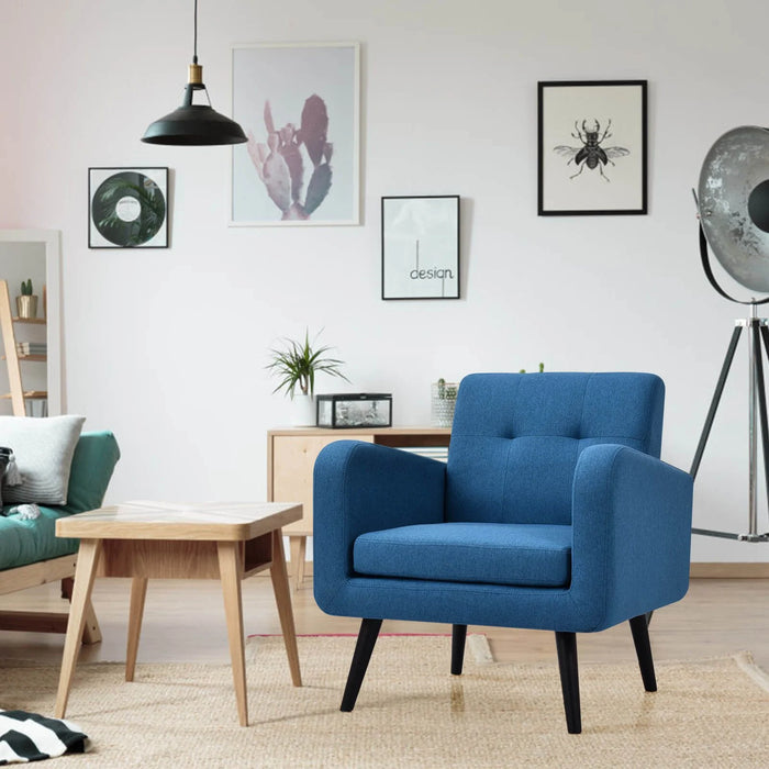 Mid-Century Modern Upholstered Accent Chair with Rubber Wood Legs