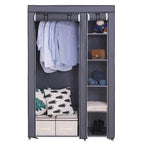 67" Portable Clothes Wardrobe – Fabric Closet with Hanging Rod (Grey)