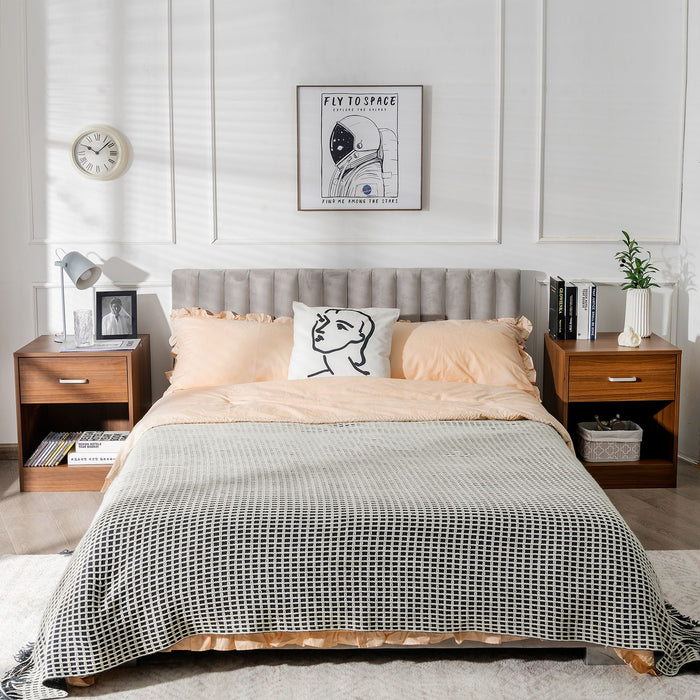 2-Tier Nightstand with Drawer and Open Component