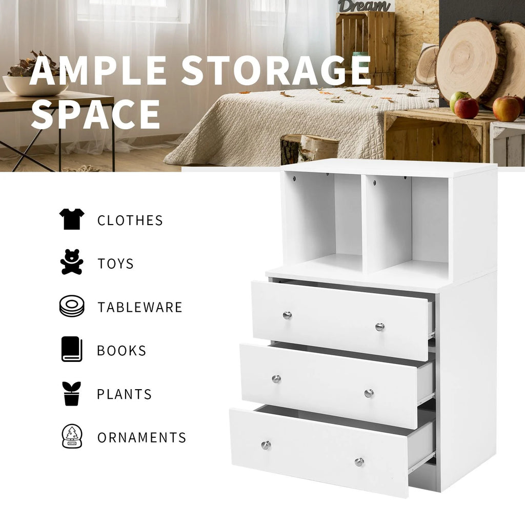 3-Drawer Dresser with 2 Open Compartments for Living Room Bedroom