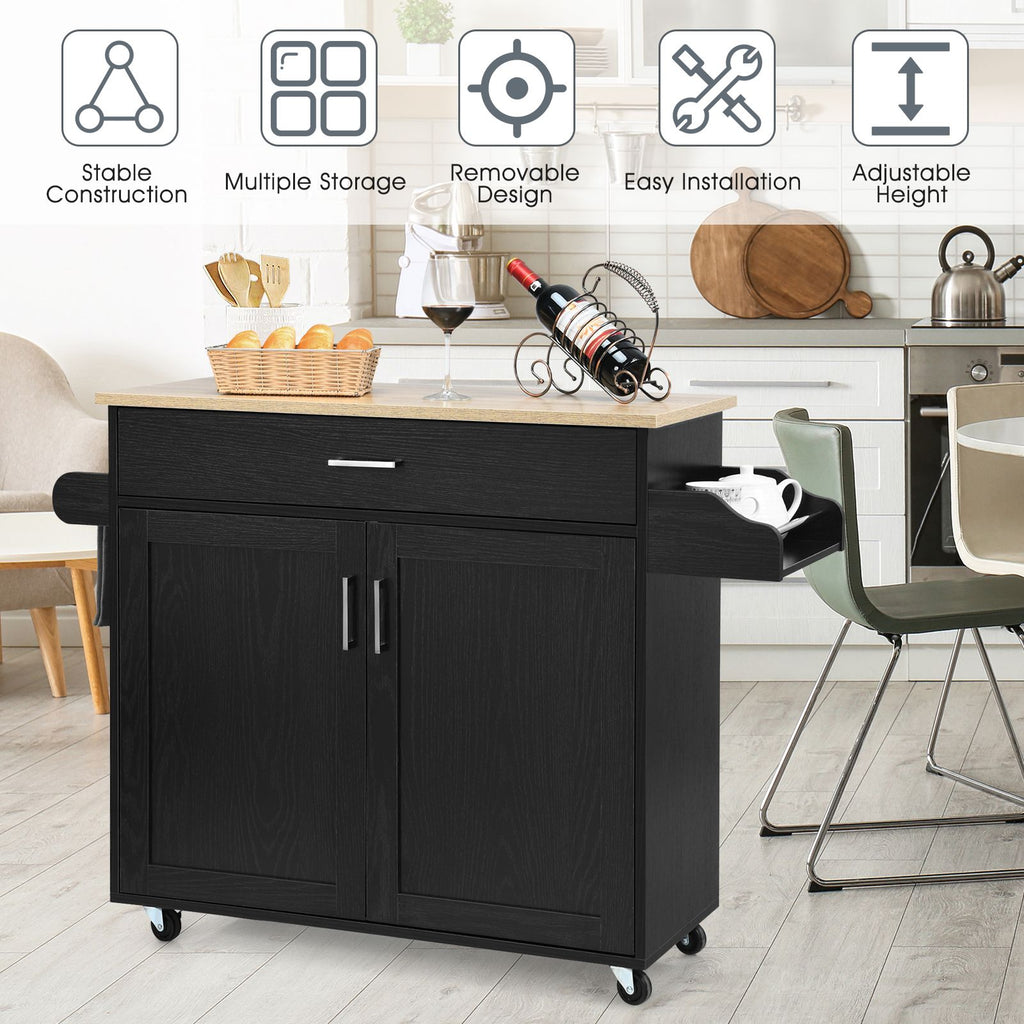 Rolling Kitchen Storage Trolley with Adjustable Shelf and Drawer