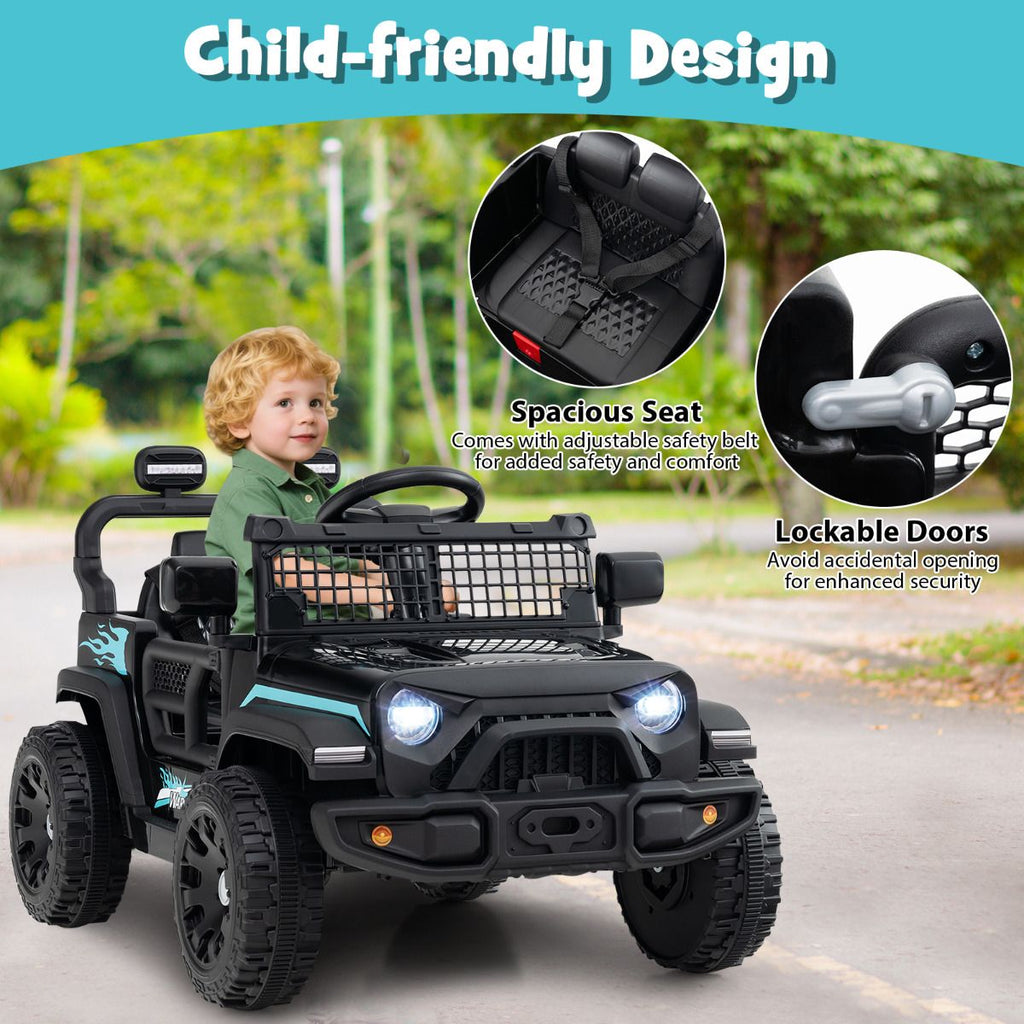 SEDOL 12V Electric Ride-On Truck for Kids with Parental Remote Control Dual 25W Motors All-Terrain Shock Absorbers LED Headlights and Soft-Start Safety System
