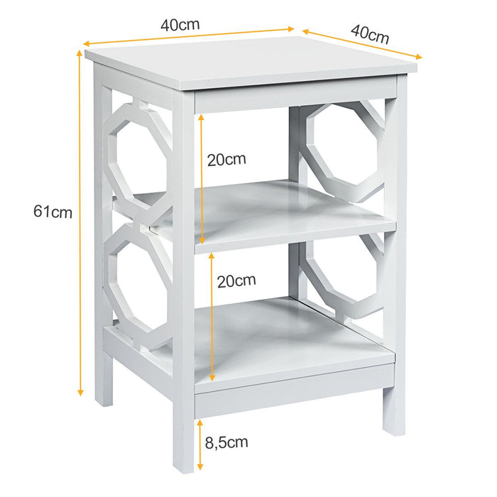 3-Tier Bedside Table with Storage Shelves for Living Room Bedroom