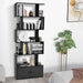 Industrial S-Shaped 5-Tier Bookcase with Cabinet