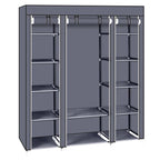 69" Portable Clothes Wardrobe – Non-Woven Fabric Closet Organiser (Grey)
