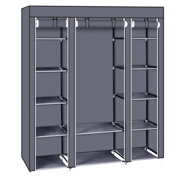 69" Portable Clothes Wardrobe – Non-Woven Fabric Closet Organiser (Grey)