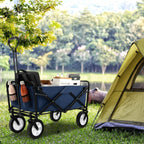 Heavy Duty Camping Garden Cart with Adjustable Handle and Drink Holders