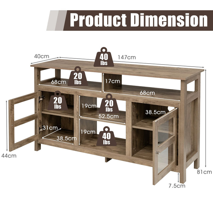 Living Room Console Table for Tvs with Wooden Fireplace and 2 Cabinets