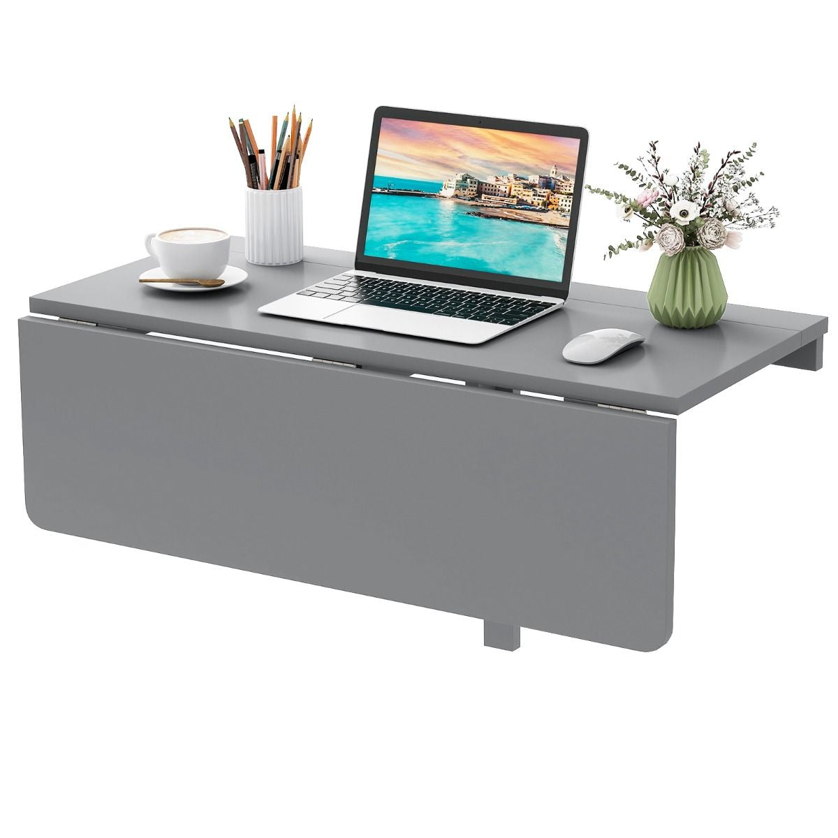 80 X 60 Cm Wall Mounted Folding Table Drop-Leaf Floating Writing Desk