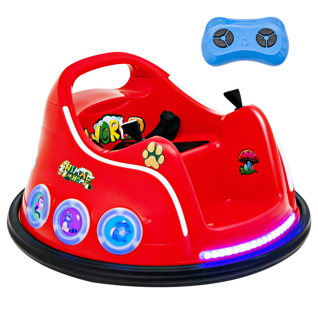 SEDOL 12V High-Performance Kids Bumper Car with 360° Rotation Parental Remote Control Wireless Bluetooth Audio and LED Light Show – 30kg Capacity