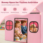 SEDOL Large Indoor Kids Playhouse with Plush Coral Velvet Mat and LED Star Lights Breathable Cotton-Blend Play Tent with Storage Pockets for Reading and Napping