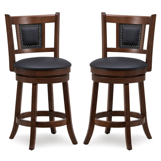 65/74 Cm Swivel Bar Stool Set of 2 with Curved Backrest